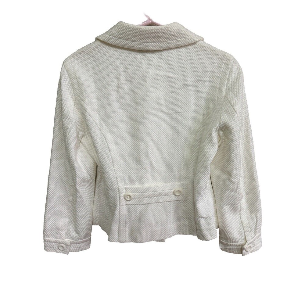 Spiegel Women's White Waffle Weave Lined Double Breasted Blazer Jacket New Sz 8 - Picture 3 of 7
